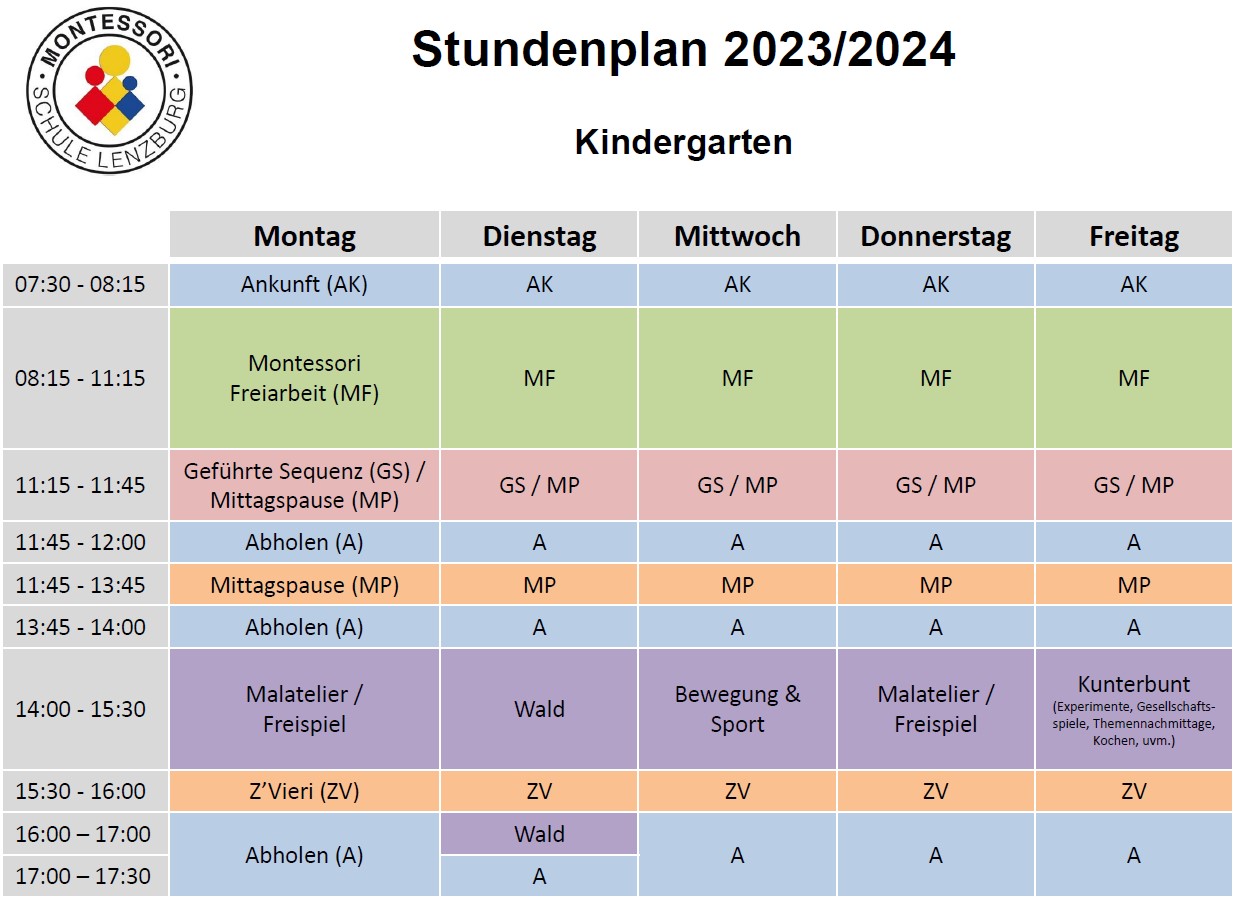 MSL Stundenplan Kindergarten